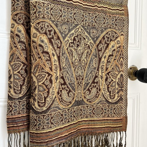 Silk pashmina shawl - pashmina, brown