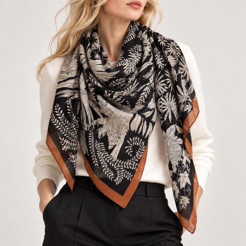 Skopes black botanical print - black,