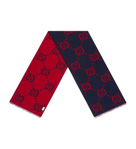 Jacquard wool silk scarf - gg,