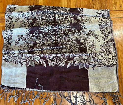 Brown silver metallic - silver, jacquard